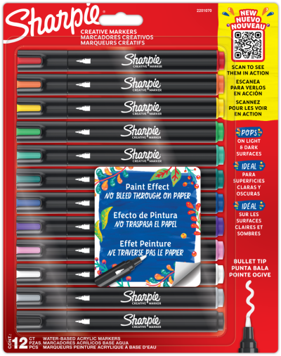Комплект маркери Sharpie Acrylic, 12 цвята, блистер