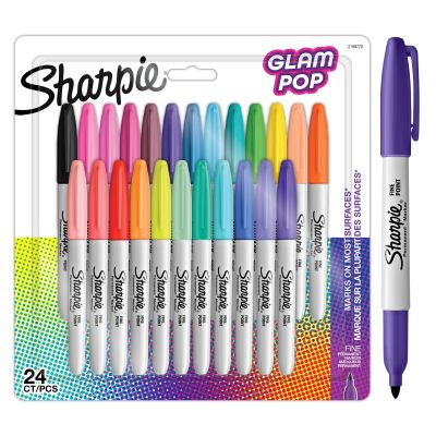 Комплект перманентни маркери Sharpie Glam Pop, F, 24 цвята